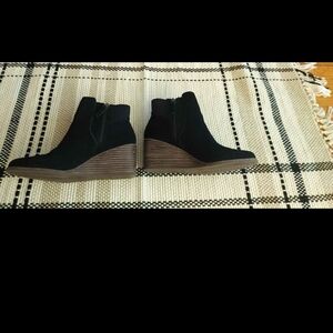 Toms Black Wedge Ankle Boots